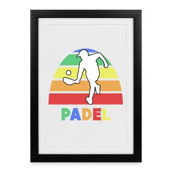 Jeu de padel Joueur de tennis Padel disant entraînement - Affiche encadrée (27 × 37 cm) - noir - Devant