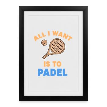 Padel Statement Padel Game Players Rackets Balls - Framed poster (27 × 37 cm) - black - Front