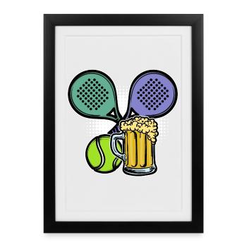 Padel Player Sport Balls Racket Padel - Framed poster (27 × 37 cm) - black - Front