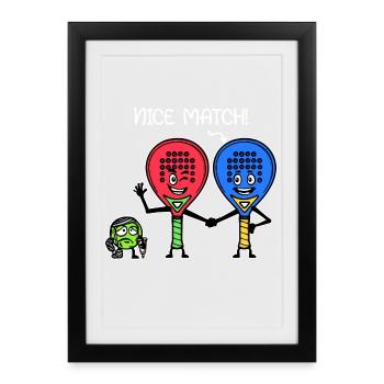 Padel Team Padel Player Ball Statement Raquette - Affiche encadrée (27 × 37 cm) - noir - Devant
