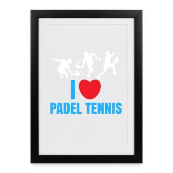 I Love Padel Padel Team Tennis Statement Heart - Affiche encadrée (27 × 37 cm) - noir - Devant