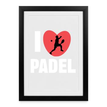 Heart Player Training J’adore la déclaration de padel - Affiche encadrée (27 × 37 cm) - noir - Devant
