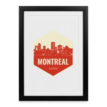 Montreal Skyline Retro Badge - Framed poster (27 × 37 cm) - black - Front