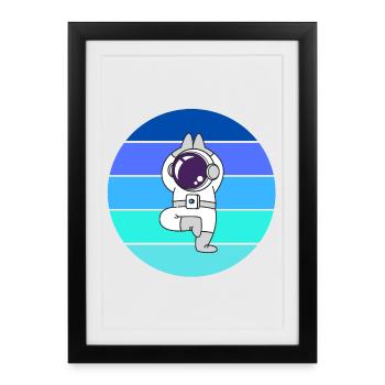 astronaut, flying rocket space - Framed poster (27 × 37 cm) - black - Front