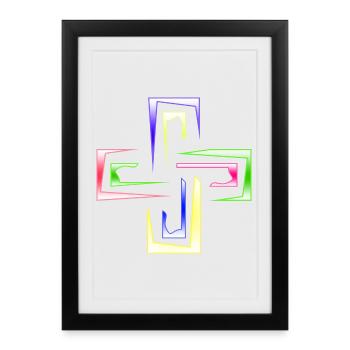Prisme néon encadre le logo abstrait - Affiche encadrée (27 × 37 cm) - noir - Devant