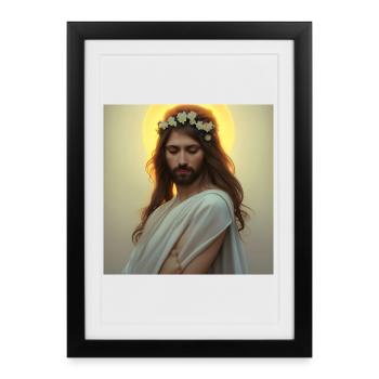 Himmlische Ruhe: Jesusfigur mit Kranz - Framed poster (27 × 37 cm) - black - Front