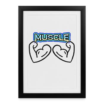 Les muscles avant tout, pas de douleur pas de gain! - Affiche encadrée (27 × 37 cm) - noir - Devant