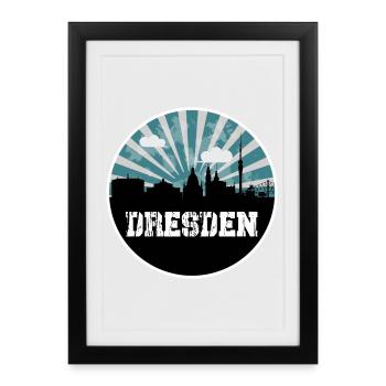 Horizon de l’heure bleue de Dresde - Affiche encadrée (27 × 37 cm) - noir - Devant