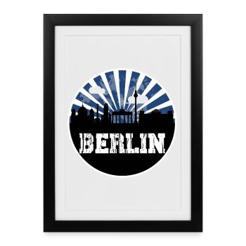 Berlin Skyline Blue Hour - Affiche encadrée (27 × 37 cm) - noir - Devant