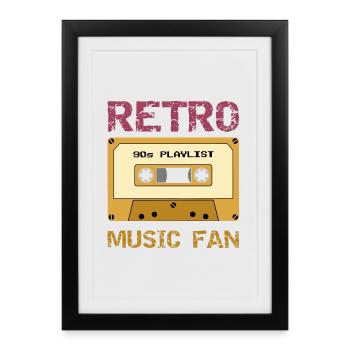 Retro Music Fan - Affiche encadrée (27 × 37 cm) - noir - Devant