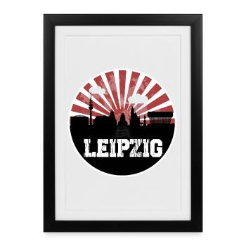 Leipzig Home Game Skyline - Framed poster (27 × 37 cm) - black - Front