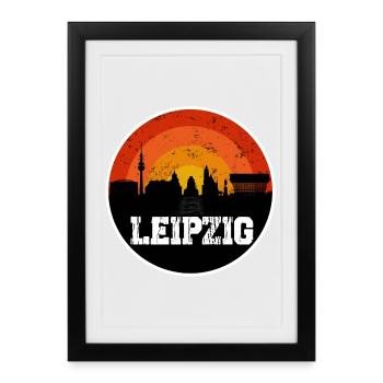 La ligne d’horizon de Leipzig - Affiche encadrée (27 × 37 cm) - noir - Devant