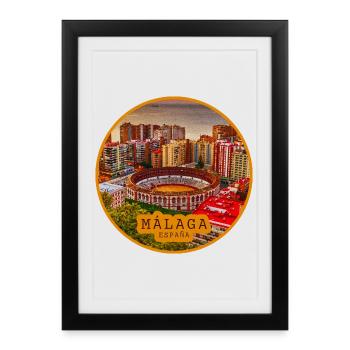 Panorama des arènes de Malaga - Affiche encadrée (27 × 37 cm) - noir - Devant