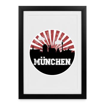 Match à domicile de Munich Skyline - Affiche encadrée (27 × 37 cm) - noir - Devant