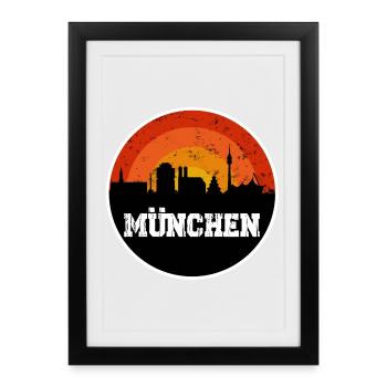 Munich Skyline Original - Affiche encadrée (27 × 37 cm) - noir - Devant