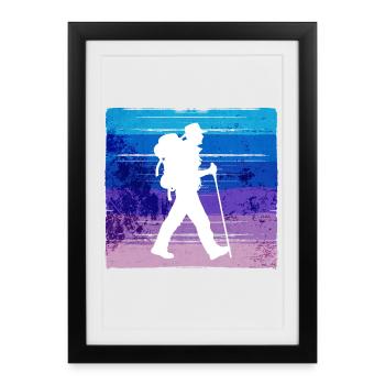 Mountain Summit Hike Hikers Hiking Mountaineering - Framed poster (27 × 37 cm) - black - Front