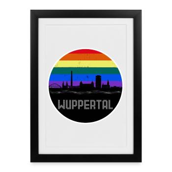 Wuppertal Skyline Arc-en-ciel - Affiche encadrée (27 × 37 cm) - noir - Devant
