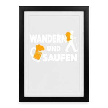 Wanderer Statement Naturerlebnis Wandern Trekking - Gerahmtes Poster (27 × 37 cm) - Schwarz - Vorne