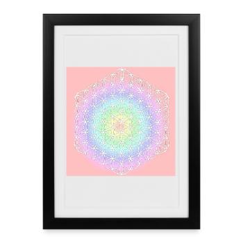 Fleur de Vie Blanche - 5ème Dimension - Affiche encadrée (27 × 37 cm) - noir - Devant