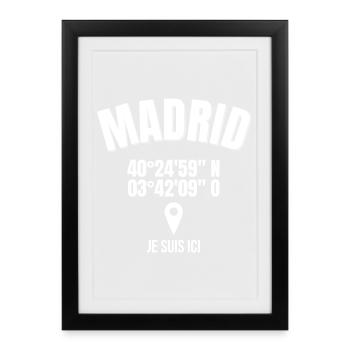 Madrid, Espagne, capitale de l'Espagne - Affiche encadrée (27 × 37 cm) - noir - Devant