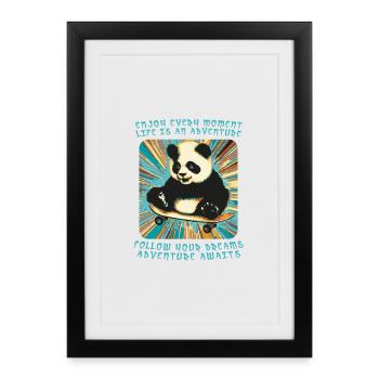 Panda's Adventure on Wheels - Framed poster (27 × 37 cm) - black - Front