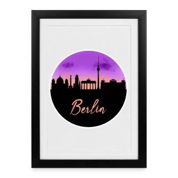 Berlin Fine Skyline - Affiche encadrée (27 × 37 cm) - noir - Devant