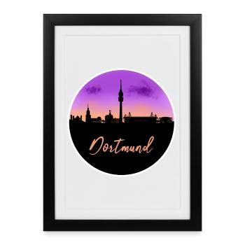 Dortmund Fine Skyline - Affiche encadrée (27 × 37 cm) - noir - Devant