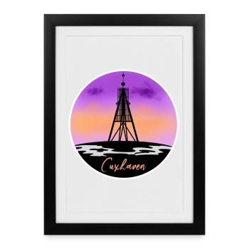 Cuxhaven Fine Skyline - Affiche encadrée (27 × 37 cm) - noir - Devant