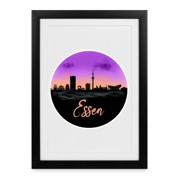 Essen Fine Skyline - Affiche encadrée (27 × 37 cm) - noir - Devant