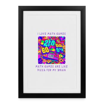 Jeux de mathématiques - Entrez dans votre cerveau avec des puzzles puissants - Affiche encadrée (27 × 37 cm) - noir - Devant