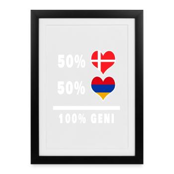 Armenia and Denmark 100% genius flag - Framed poster (27 × 37 cm) - black - Front