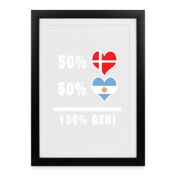 Argentine et Danemark 100% drapeau de génie - Affiche encadrée (27 × 37 cm) - noir - Devant
