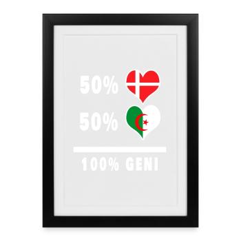 Algeria and Denmark 100% genius flag - Framed poster (27 × 37 cm) - black - Front