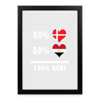 Albanie et Danemark 100% drapeau de génie - Affiche encadrée (27 × 37 cm) - noir - Devant