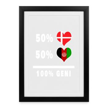 Afghanistan and Denmark 100% genius flag - Framed poster (27 × 37 cm) - black - Front