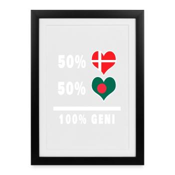 Bangladesh and Denmark 100% genius flag - Framed poster (27 × 37 cm) - black - Front
