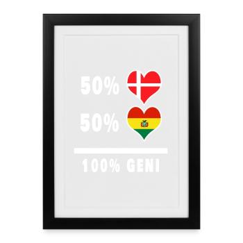 Bolivie et Danemark 100% drapeau de génie - Affiche encadrée (27 × 37 cm) - noir - Devant