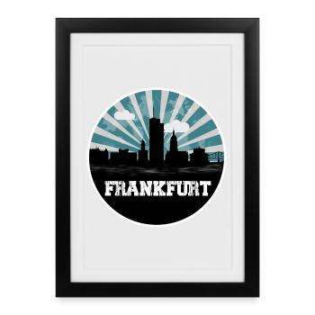 Frankfurt Skyline Blue Hour - Affiche encadrée (27 × 37 cm) - noir - Devant
