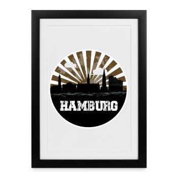 Hamburg Skyline Home Game - Framed poster (27 × 37 cm) - black - Front