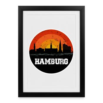Hamburg Skyline Original - Affiche encadrée (27 × 37 cm) - noir - Devant