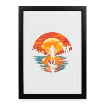Girl on SUP - Affiche encadrée (27 × 37 cm) - noir - Devant