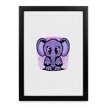 Mignon bébé éléphant - Affiche encadrée (27 × 37 cm) - noir - Devant