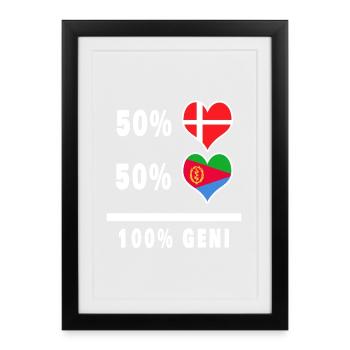 Eritrea and Denmark 100% genius flag - Framed poster (27 × 37 cm) - black - Front