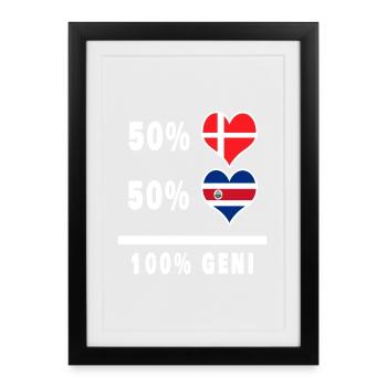 Costa Rica et Danemark 100% Genius Flag - Affiche encadrée (27 × 37 cm) - noir - Devant