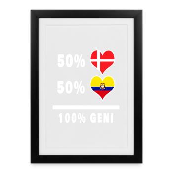Ecuador and Denmark 100% genius flag - Framed poster (27 × 37 cm) - black - Front