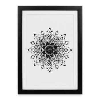 Gothic rosette stained glass window ornament - Framed poster (27 × 37 cm) - black - Front