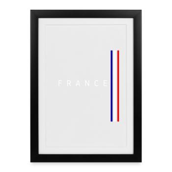 Design minimaliste du drapeau de la France - Affiche encadrée (27 × 37 cm) - noir - Devant
