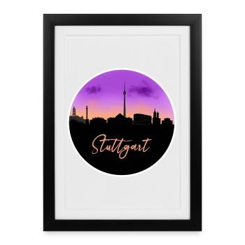Stuttgart Fine Skyline - Affiche encadrée (27 × 37 cm) - noir - Devant