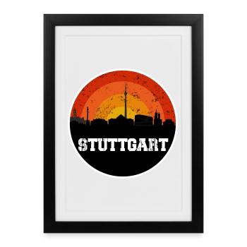 Stuttgart Skyline - Affiche encadrée (27 × 37 cm) - noir - Devant