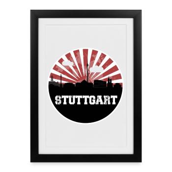 Match à domicile de Stuttgart Skyline - Affiche encadrée (27 × 37 cm) - noir - Devant